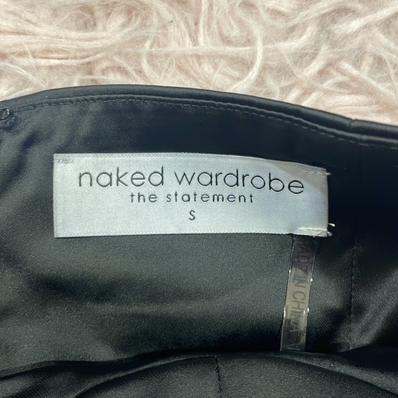 NWT Naked Wardrobe The Statement Black Satin Corset Ruched Strapless Mini Dress - Picture 3 of 10